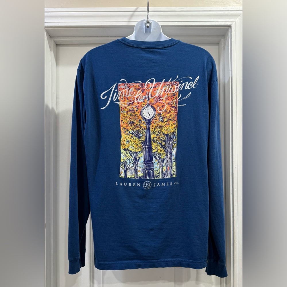Lauren James Sweet Tea Collection Time to Unwind Navy Graphic T-Shirt Size M
